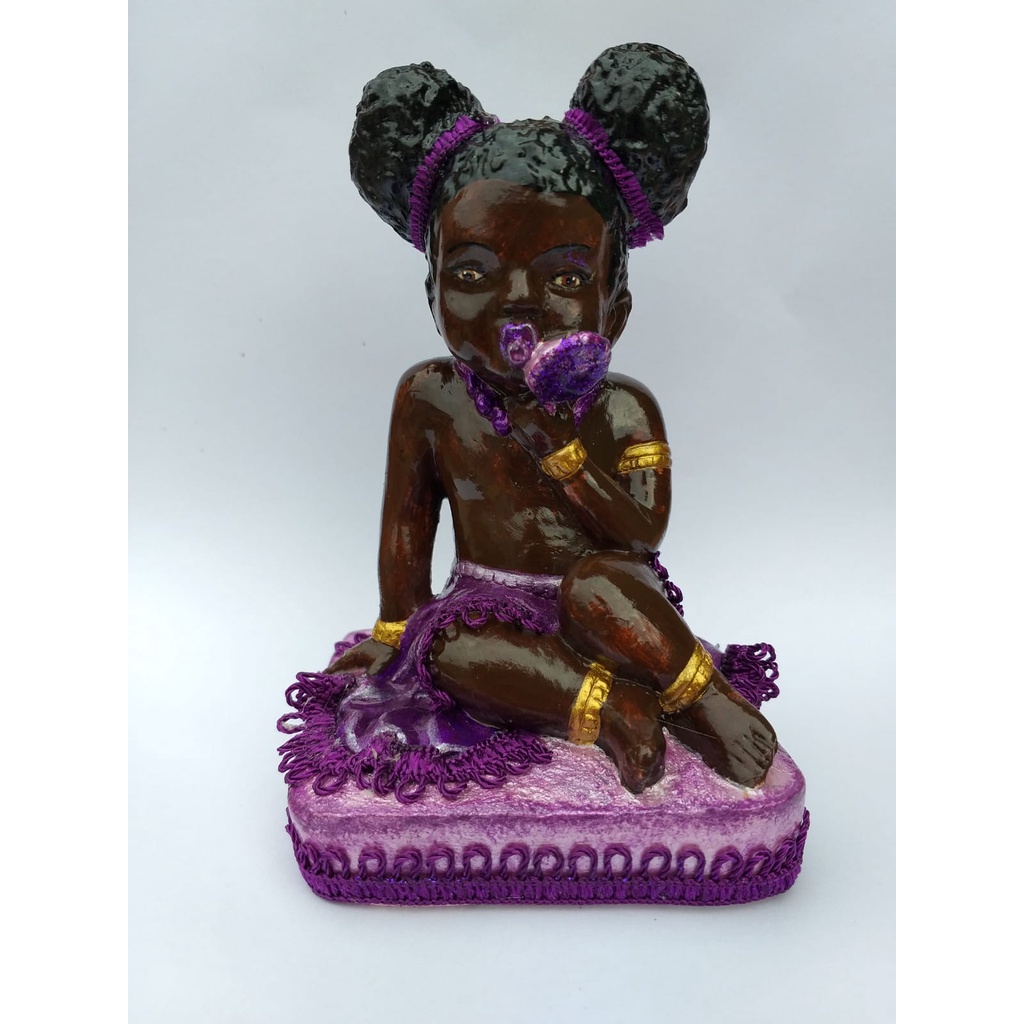 Estátua Ere Menina Roxa Estatua Umbanda Candomble em Gesso 13 cm