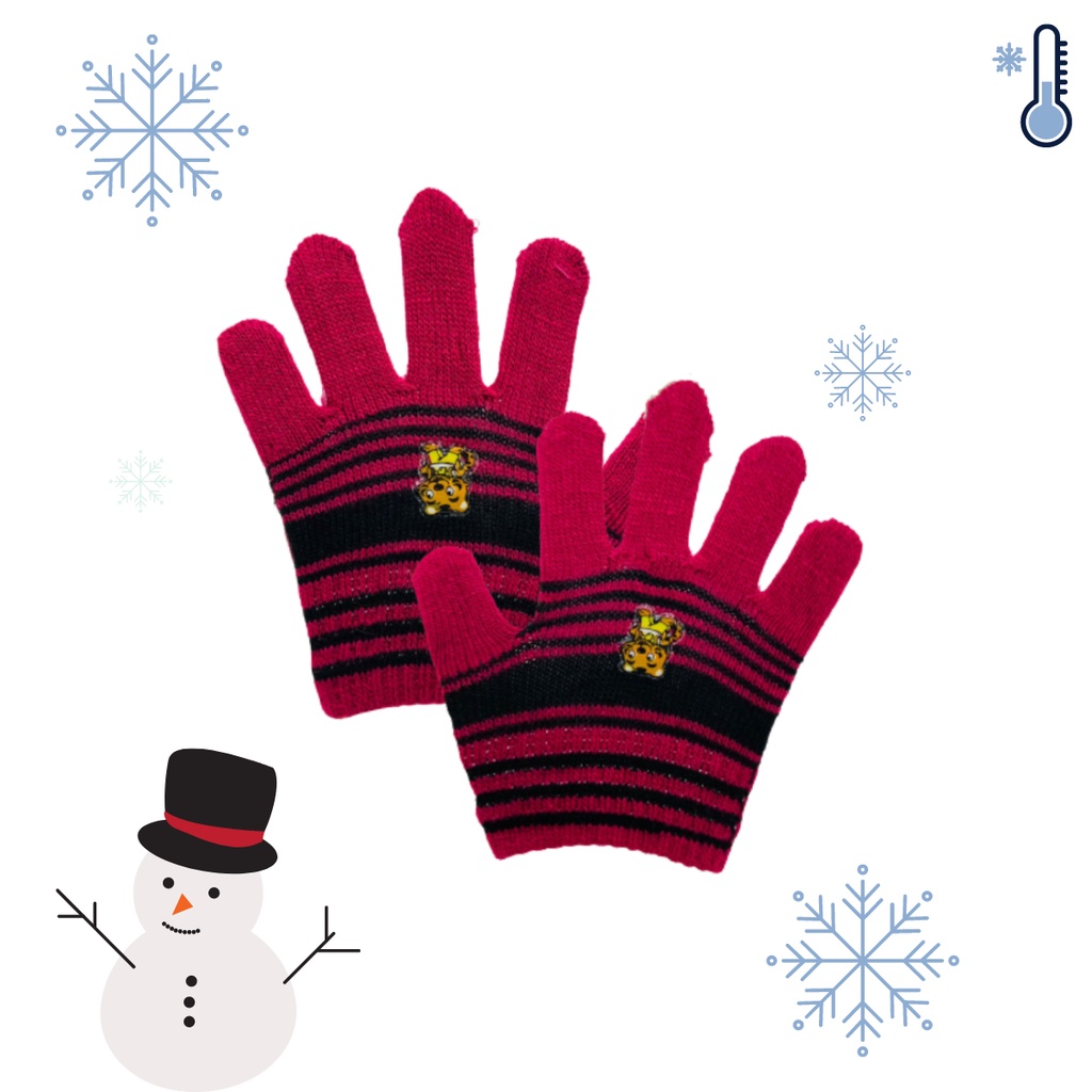 Par Luva Infantil Criança Lã Menina Inverno Frio Listrada Quentinha
