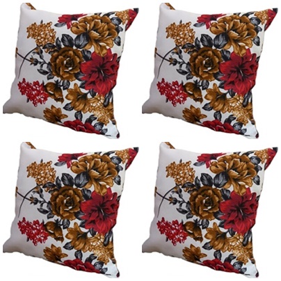 Kit 4 Capas Almofadas 45 X 45 Cm  Estampadas flores vermelhas