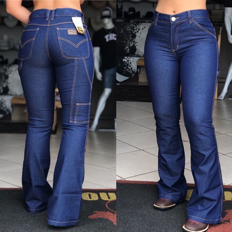Calça Carpinteira Amaciada Country Style Feminina Flare