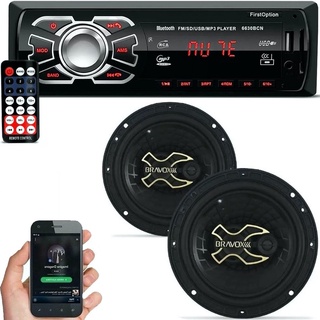 Aparelho De Som Automotivo MP3 Player Bluetooth, Rádio FM USB + Alto Falante Bravox 06 Pol