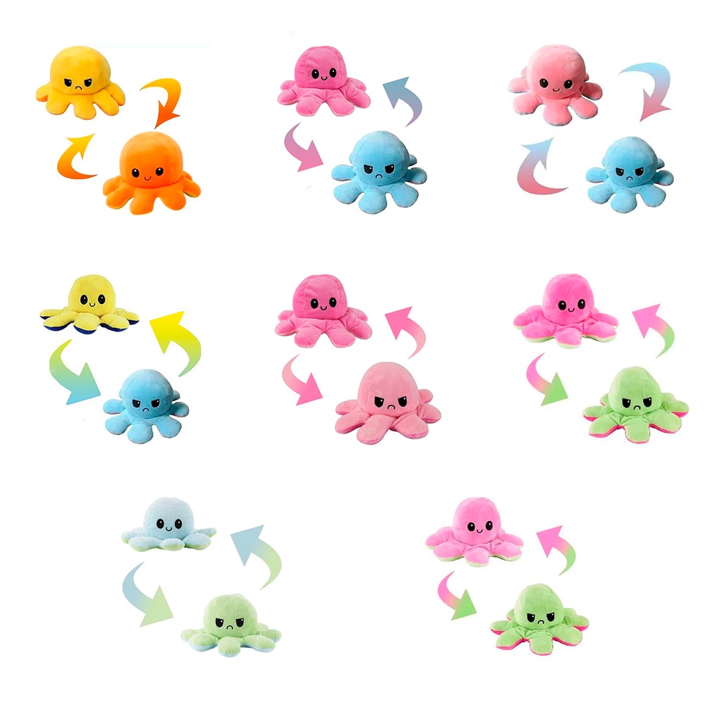 Polvo De Pelúcia TikTok 30cm Reversível Bipolar Grande Humor Feliz  / Bravo - Bbr Toys B1236 em Oferta na Shopee