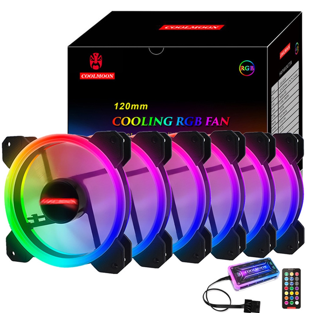 COOLMOON Kit Coolers Fan 120mm RGB Cooling Fans With Smart HUB Conttrol ...