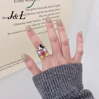 Jóias De Moda Feminina Rato Mickey De Liga Fofa Multilayer Anel Tridimensional Aberto