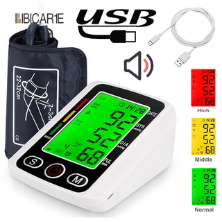 USB De Carregamento Eletrônico Medidor De Pressão Arterial Braço Tonômetro Sphygmomanômetro 3 Cor LCD De Precisão Totalmente Automática Casa