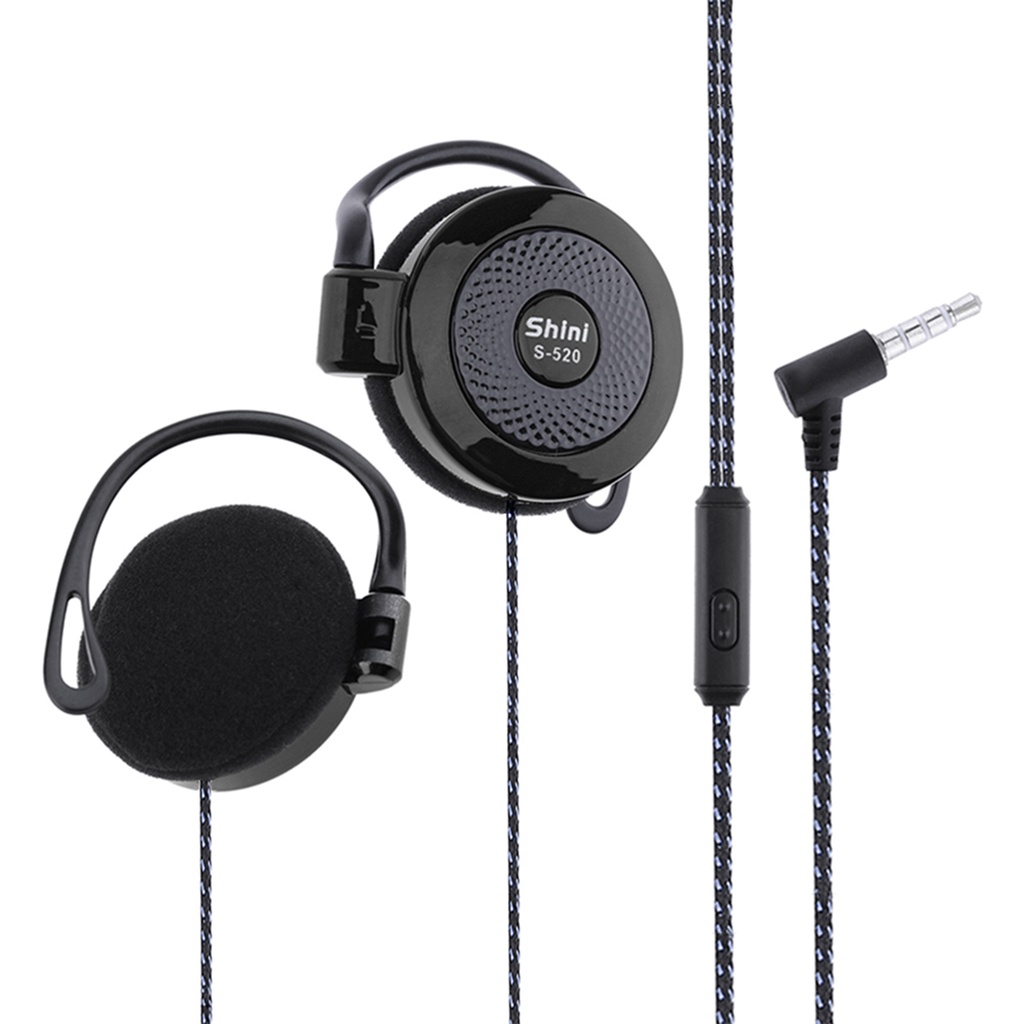 (Pop) Shini S520 Headset 3.5mm Com Fio / Gancho De Orelha / Headset Estéreo Com Microfone Para Celular