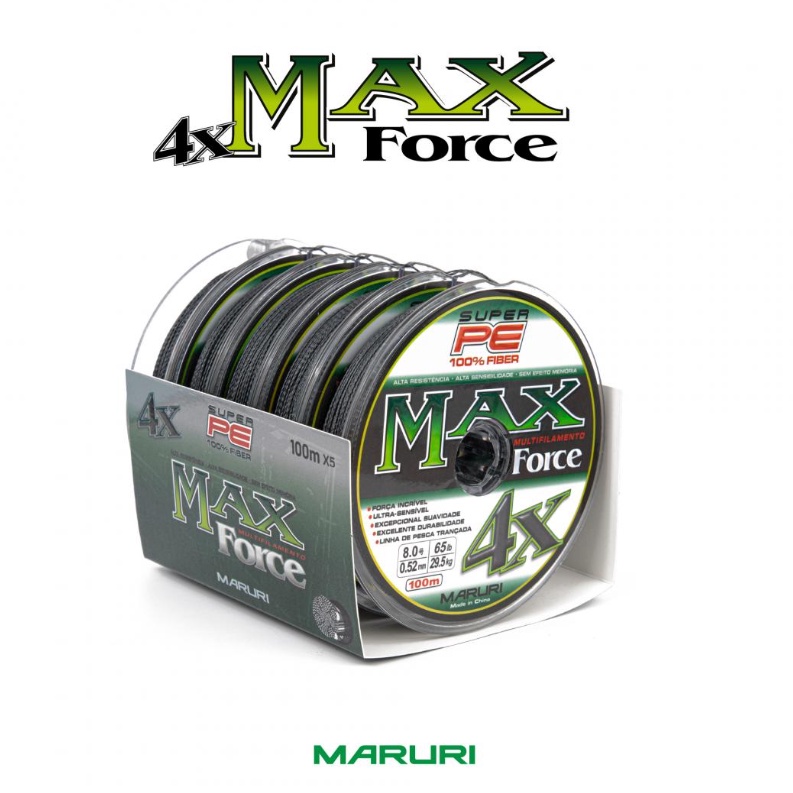 Linha Multifilamento Maruri Mult 4x - Max Force - Caixa Com 5 Unidades (500mts)