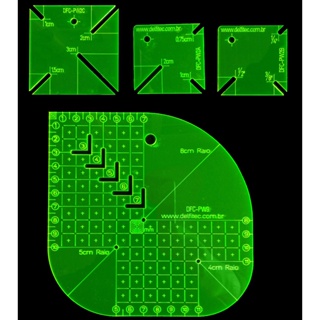 04 Reguas Gabarito Canto Mitrado Caixa de Leite Curvas Quadrados Patchwork Verde Fluorescente em Oferta na Shopee