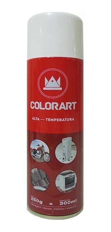 Tinta Spray Alta Temperatura Branco - 600oc- Colorart