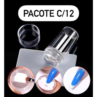 Pacote C/12  Carimbo raspador de estampador de unhas de silicone transparente pequeno para pintura de imagens em Oferta na Shopee
