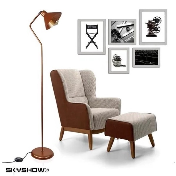 Luminária Piso Thor Cobre Skyshow® Abajur Chão Coluna Sala Quarto