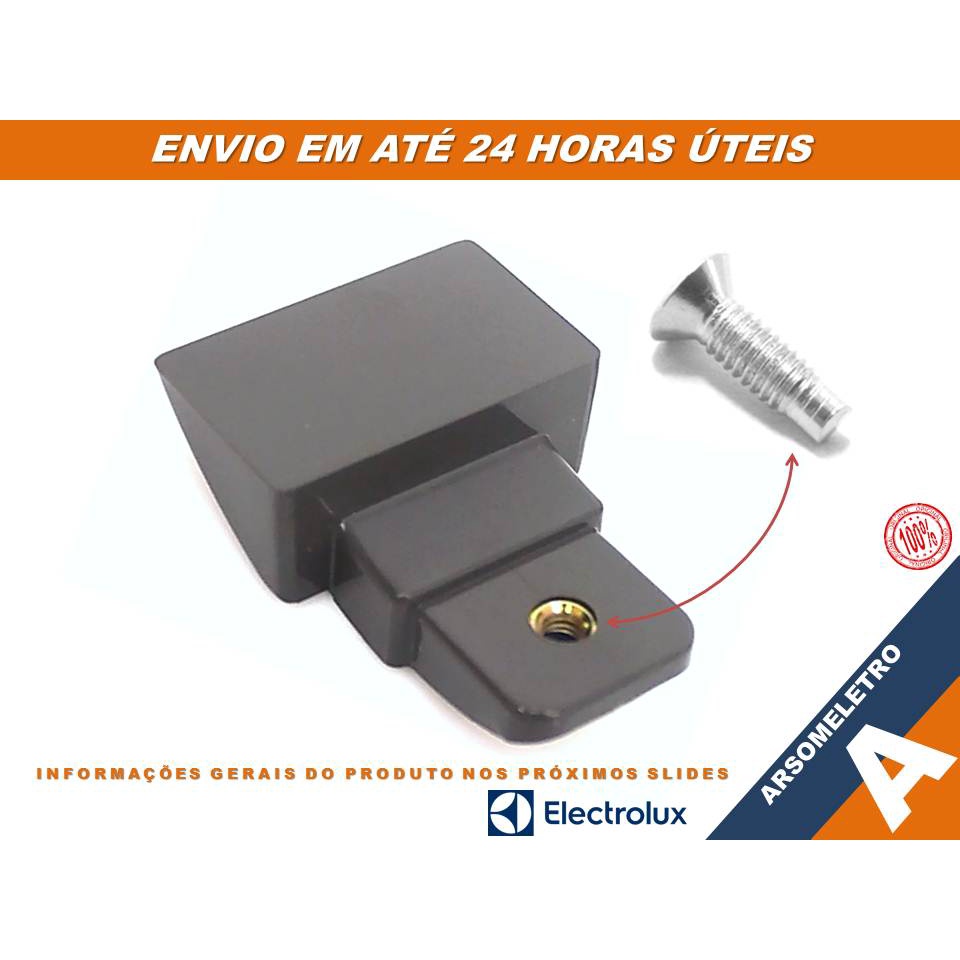 SUPORTE FIXADOR DO PUXADOR REFRIGERADOR ELECTROLUX COM PARAFUSO - DFI DF DFN DCW DT 80 - GRAFITE (CINZA) - 67403305