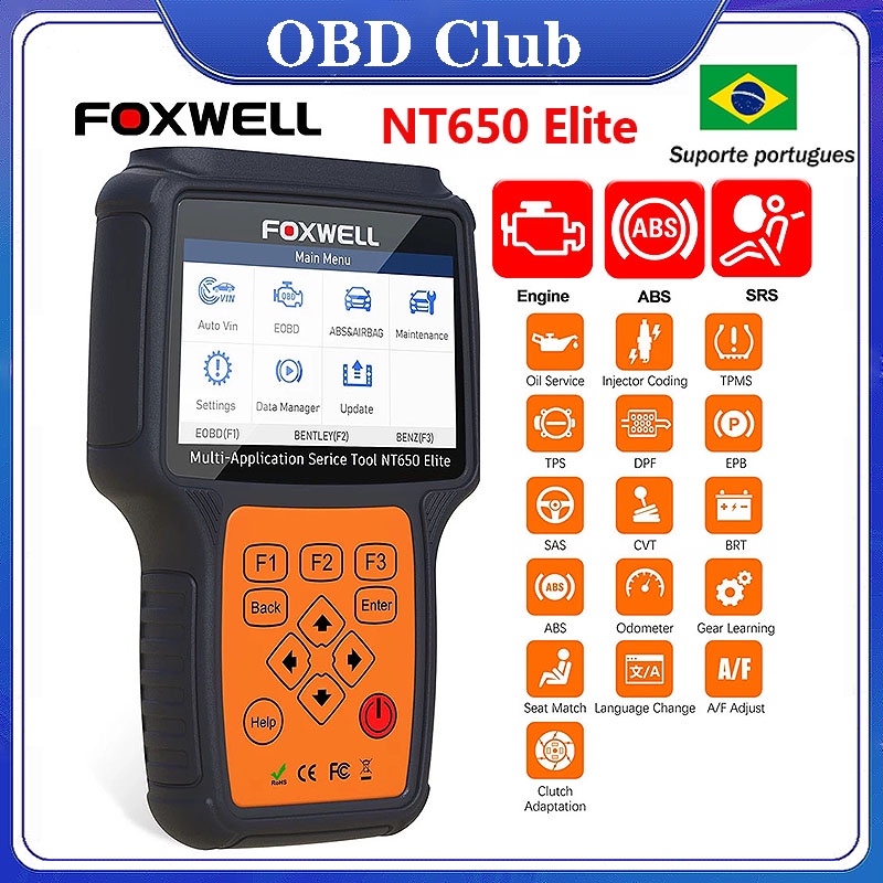 Foxwell NT650 Elite OBD2 Professional Scanner 26 Reset Service Car ...