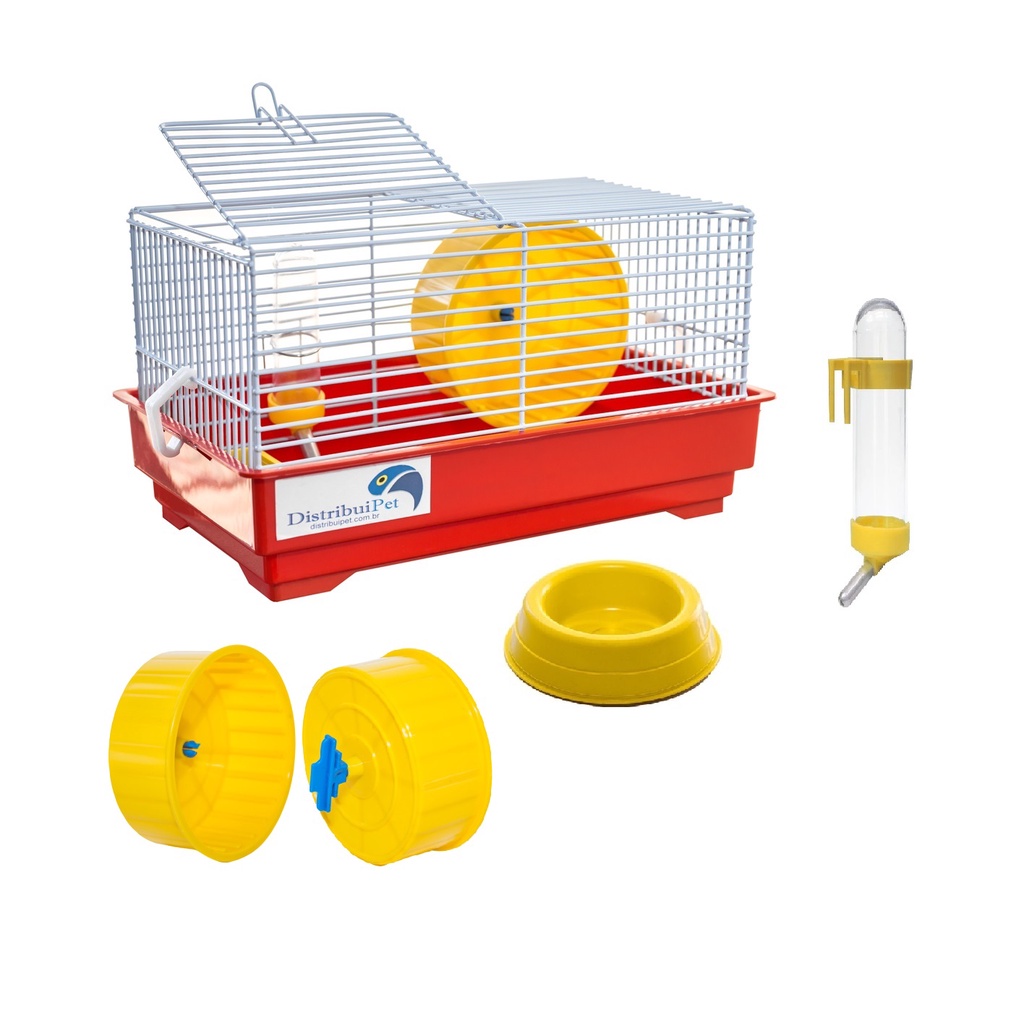 Mini Gaiola Hamster Anão Russo Topolino Pequenos Roedores Camundongos Completa Bebedouro Comedouro