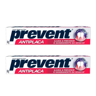 Kit 2 Pasta De Dentes Prevent Antiplaca Em Creme 90 G