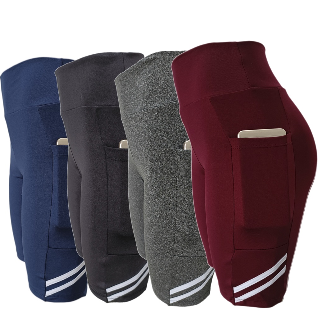 Kit 02 Bermudas Ciclista Academia Com Bolso/celular Suplex em Oferta na Shopee