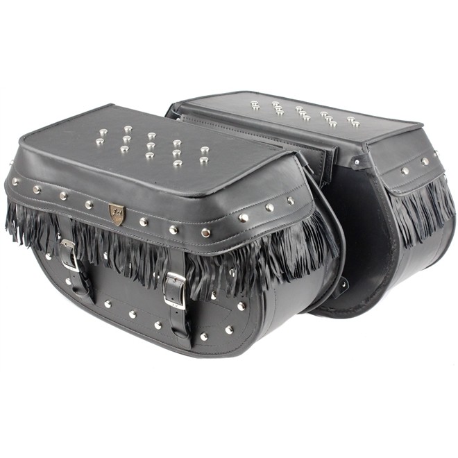 Alforge Lateral Sintético C/ Cravos e Franjas Modelo Harley Heritage 38 Litros