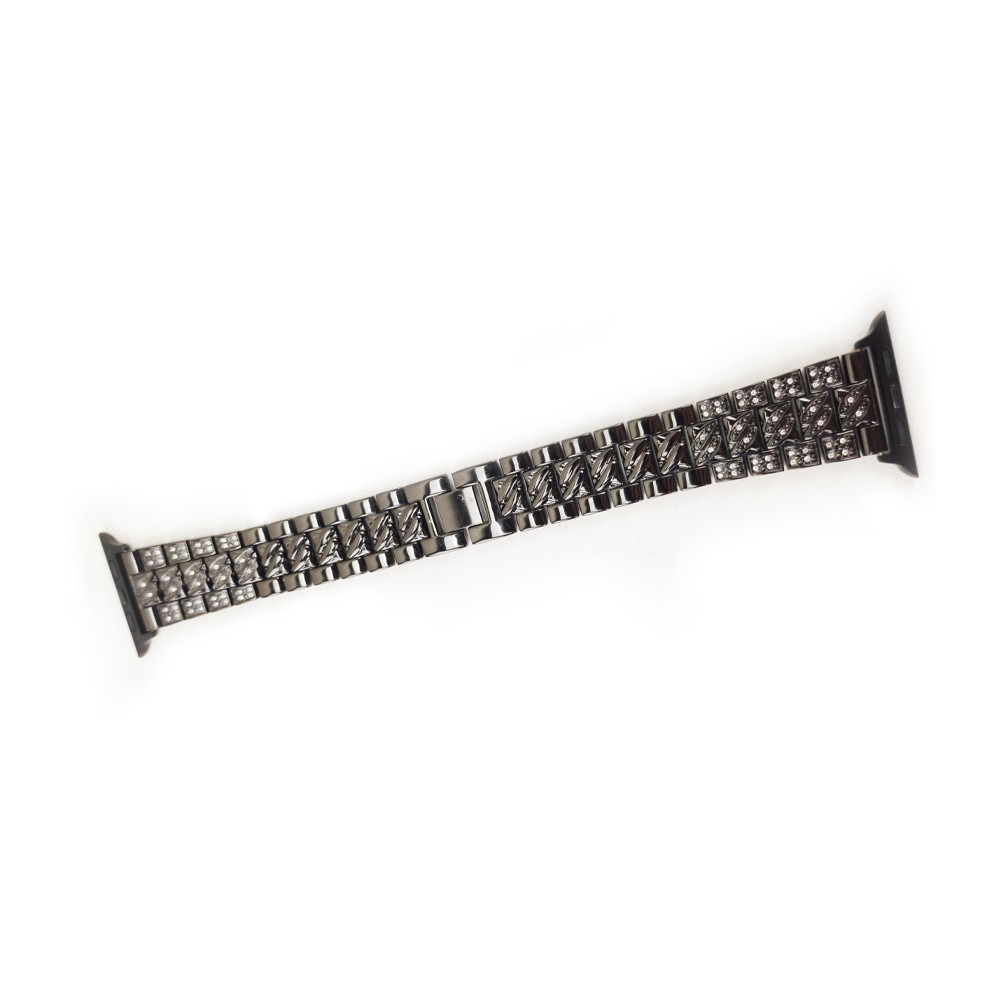 Pulseira Relogio Smartwatch Luxo Pedra Strass Smartband Aço 3 Elos inteligente