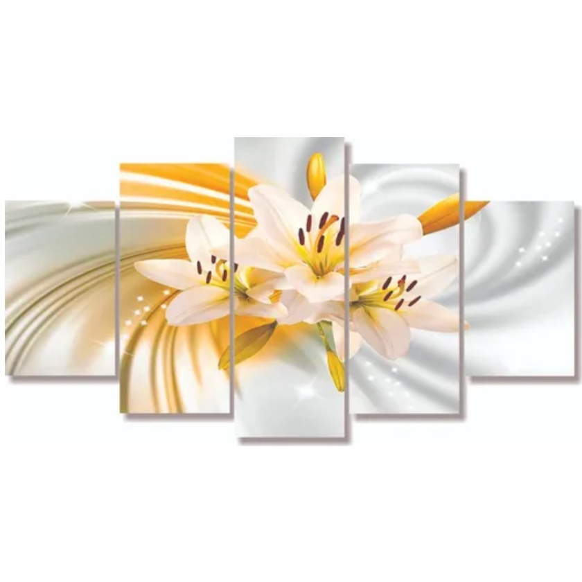 Papel de Parede Lírio Branco Abstrato Dourado Flor 3d Sala Quarto 4G=125 |  Shopee Brasil