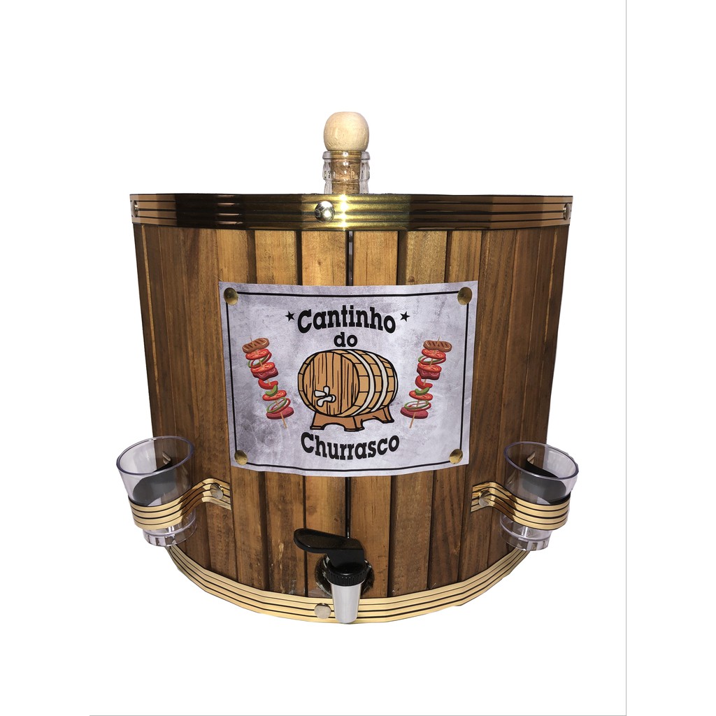 Pingometro Barril com Garrafa ,Bar, Madeira Parede Bancada Decoração Cachaça Área Gourmet