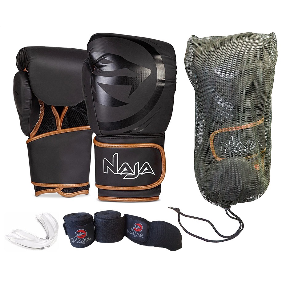 Kit Luva Boxe / Muay Thai - Black Naja