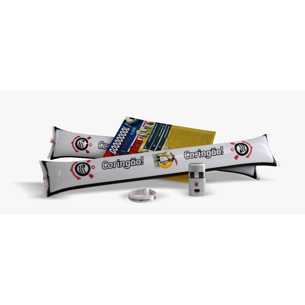 Kit Torcedor Corinthians 4 pçs 1 stick/1 bracelete/2 bate bate