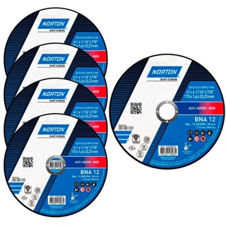 Disco de Corte Inox 4.1/2 Pol x 1,66MM Kit Com 5 Unidades BNA 12 NORTON em Oferta na Shopee