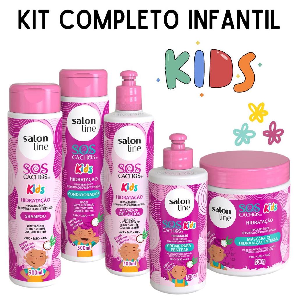 Super Kit Infantil 5 Produtos Itens Completo Sos Cachos Kids Shampoo Condicionador Creme De Pentear Ativador De Cachos Mascara Hidratante Nutritivo Intensivo Salon Line Shopee Brasil