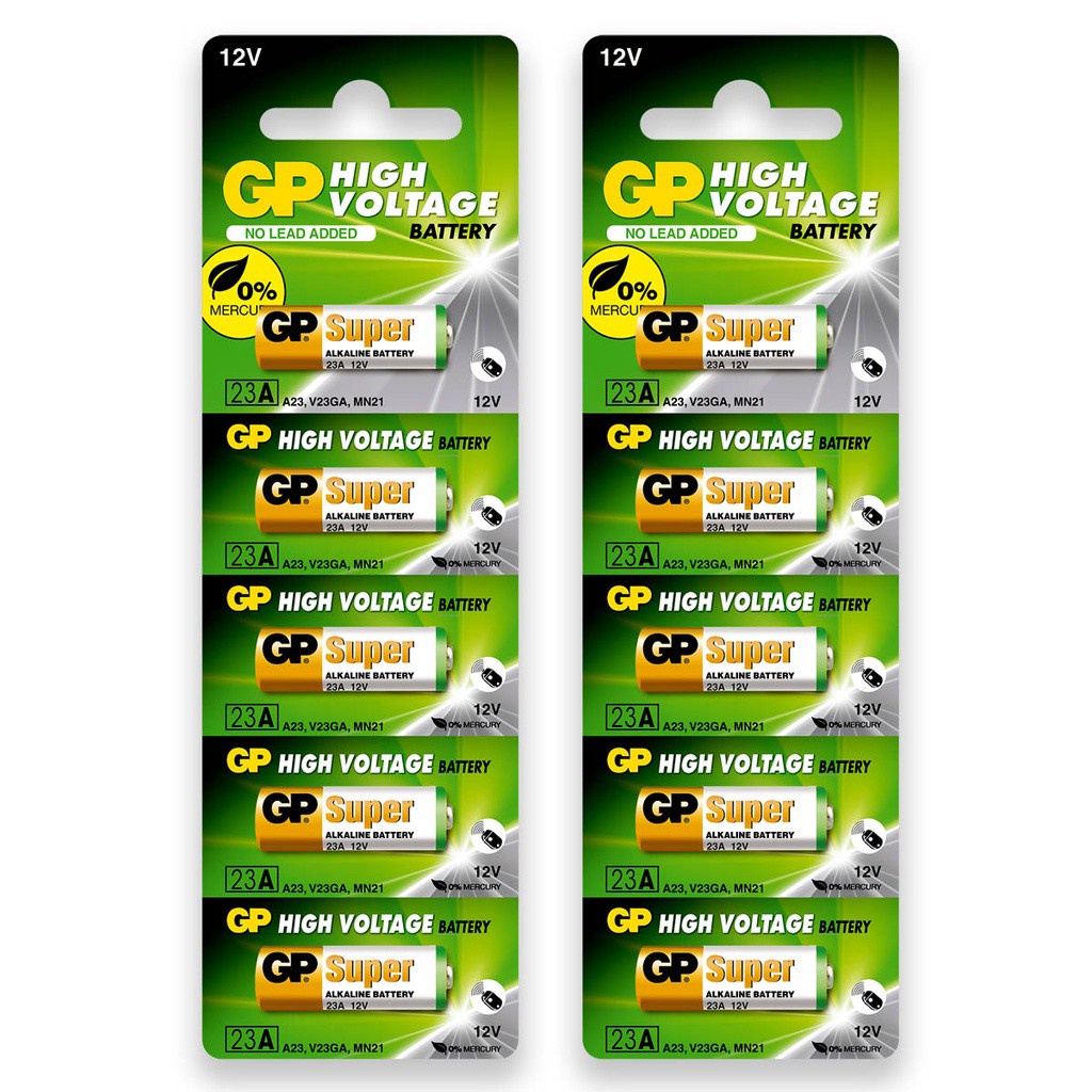 Pilha Alcalina 23A GP Super Bateria MN21 V23GA A23 kit 10 unidades