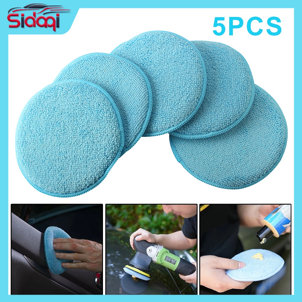 Alta Qualidade 5 Pcs 5 Polegadas Cuidados Com A Tinta De Polimento De Cera De Microfibra Aplicador Esponja Para Carros Limpar De Espuma