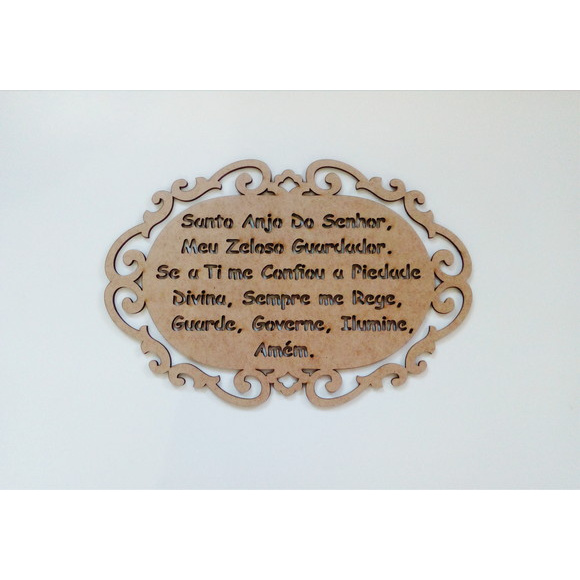 Placa Santo Anjo Corte a Laser MDF Cru  28x19cm Modelo n28