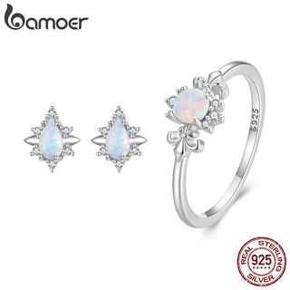 Conjunto De Joias Bamoer Mulheres 925 Prata Simples Cravo Fashion Anel Para Presente