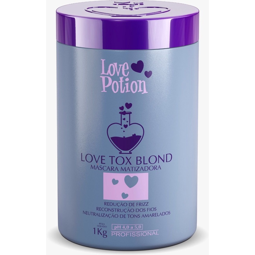 Botox Love Tox Blond Matizador Redução De Frizz Love Potion 1KG, Alinha os Fios em quanto matiza.