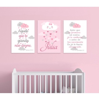 Kit 3 Quadros Infantil Menina Com Nome
