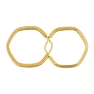 Brinco De Argola Sextavada P Em Ouro 18k Segundo furo E Infantil