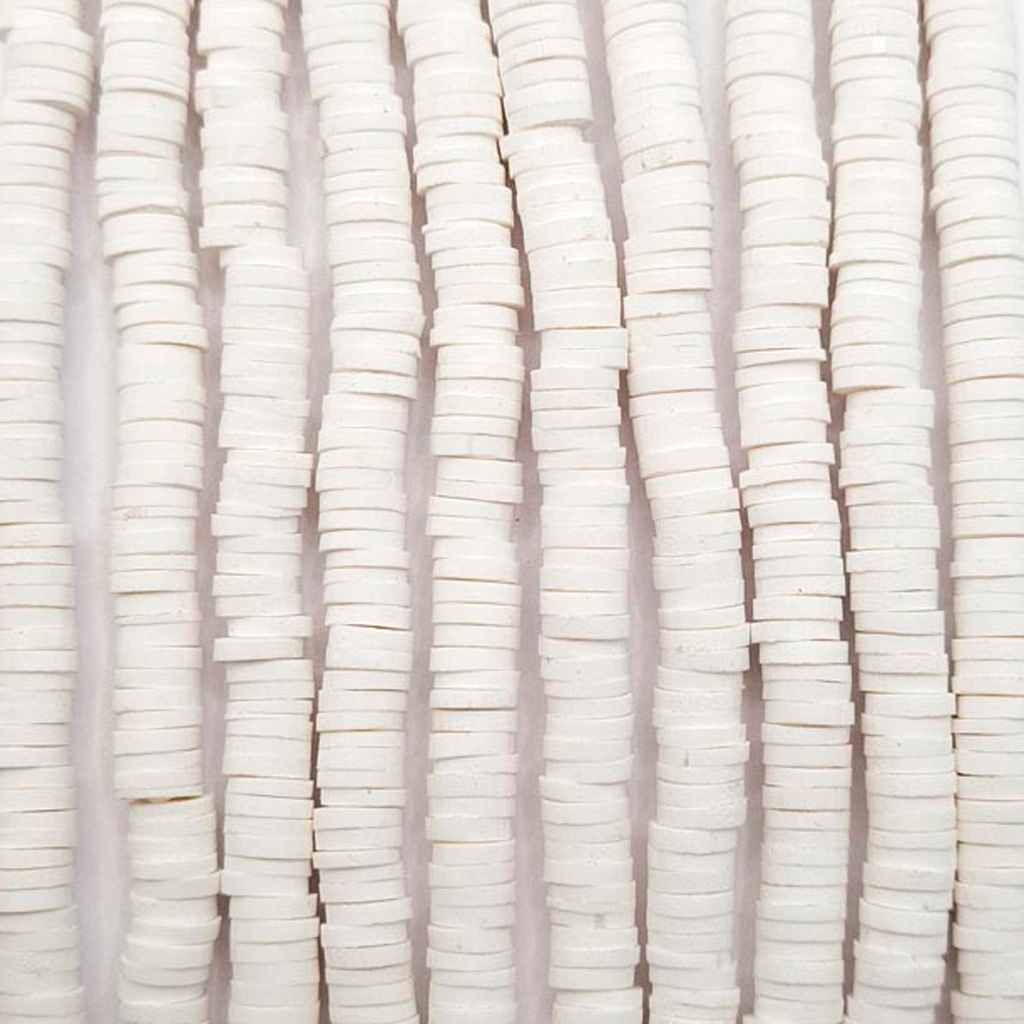Miçanga Passante Fio Disco Fimo Branco 6mm 300pçs 14g