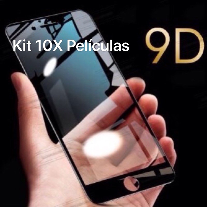 Kit de 10 Peliculas de Vidro 3D 5D 9D para IPhone 6 6s 6plus 7 7plus 8 8plus preto ou branco atacado