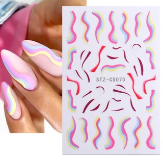 Manicure Sticker Linha De Listras Populares Francesas Padrão De Vaca