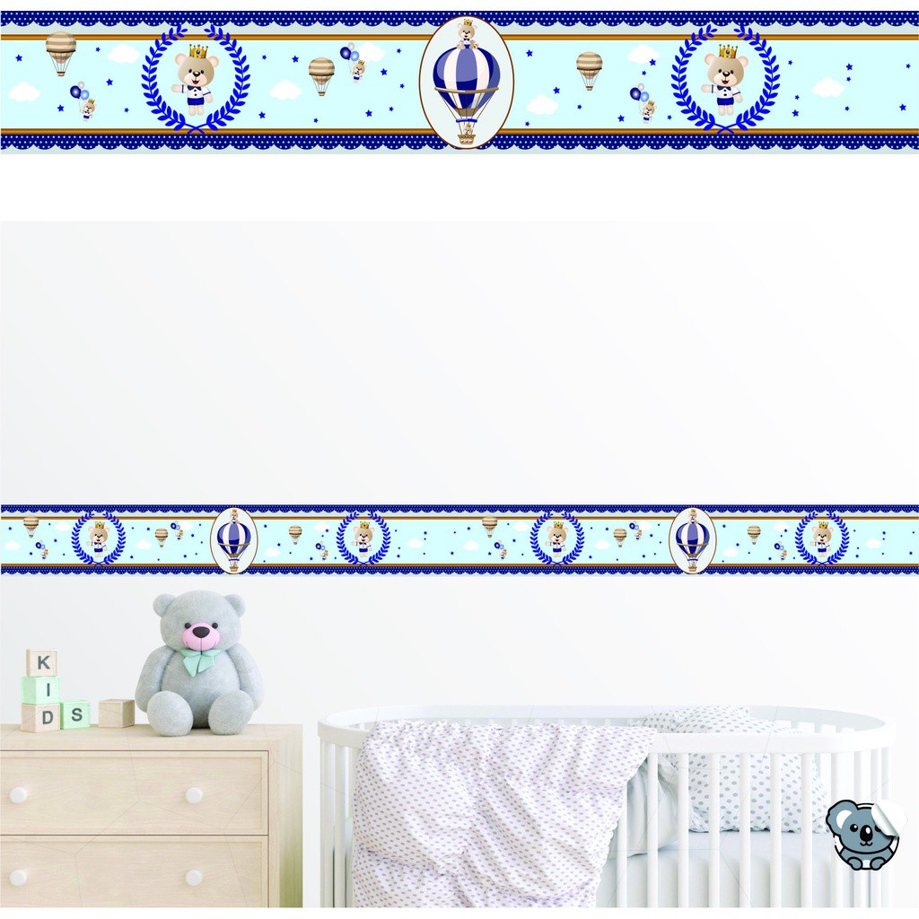 Adesivo de Parede Faixa Decorativa Urso Príncipe Balão