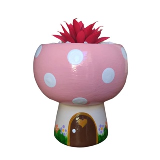 Vasinho Cogumelo Casinha de Suculenta Ceramica cor Rosa bebe em Oferta na Shopee