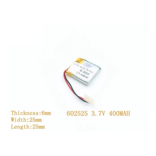 602525 1 Unidade  2 Fios 400mah 3,7v 6mm X 25mm X 25mm