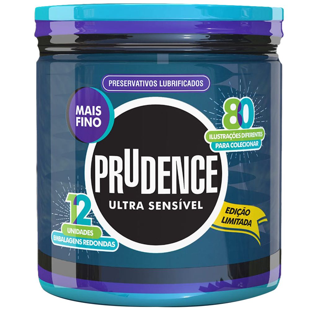 Preservativo Camisinha Ultra Sensível em Pote Preservativo Prudence Redondinhas - 12 Unidades