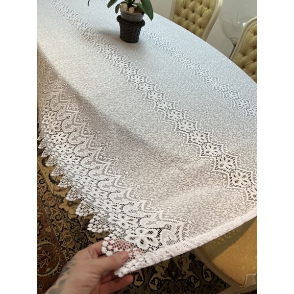 Toalha De Mesa Quadrada 4 Lugares e Retangular 6 Lugares Renda Importada 1,40x2,10m