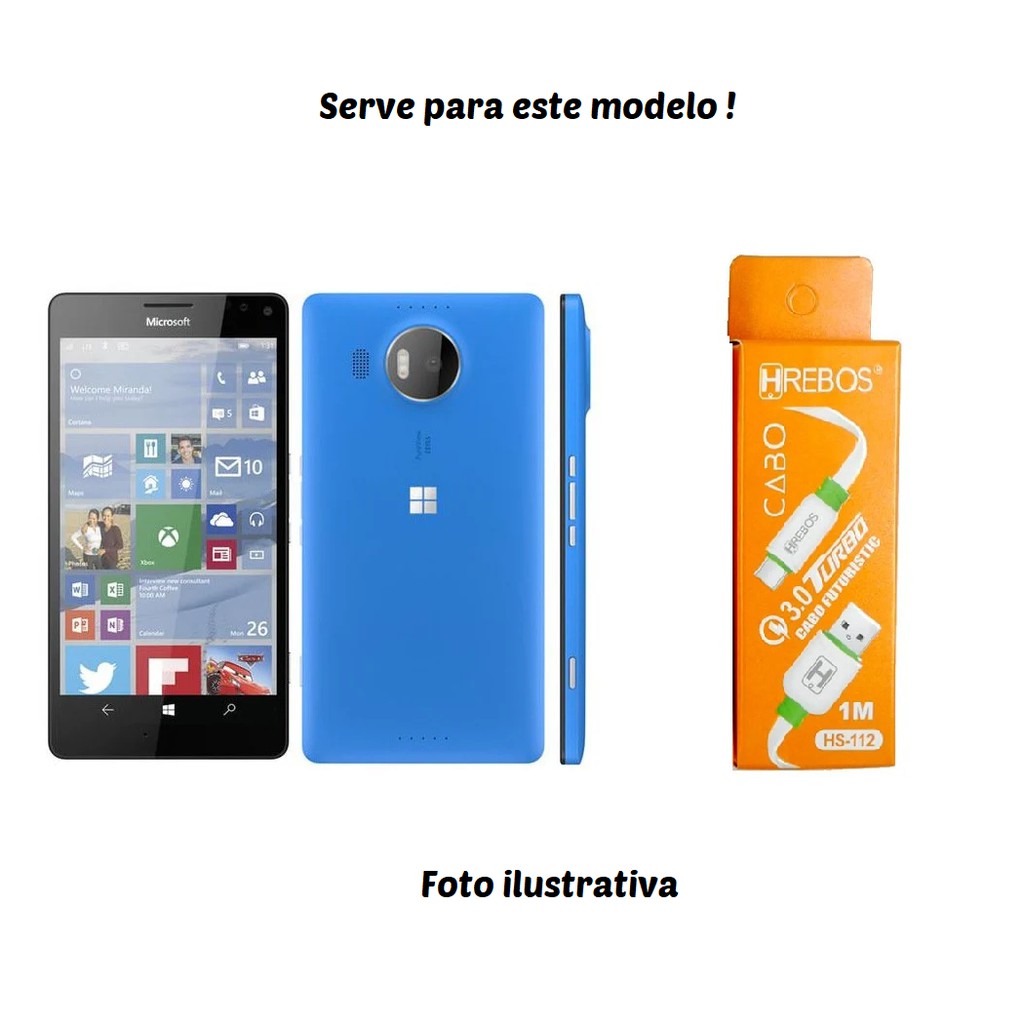 Cabo exclusivo para Microsoft Lumia 950 Tipo C modelo Hrebos 3.0 Turbo 1M Up