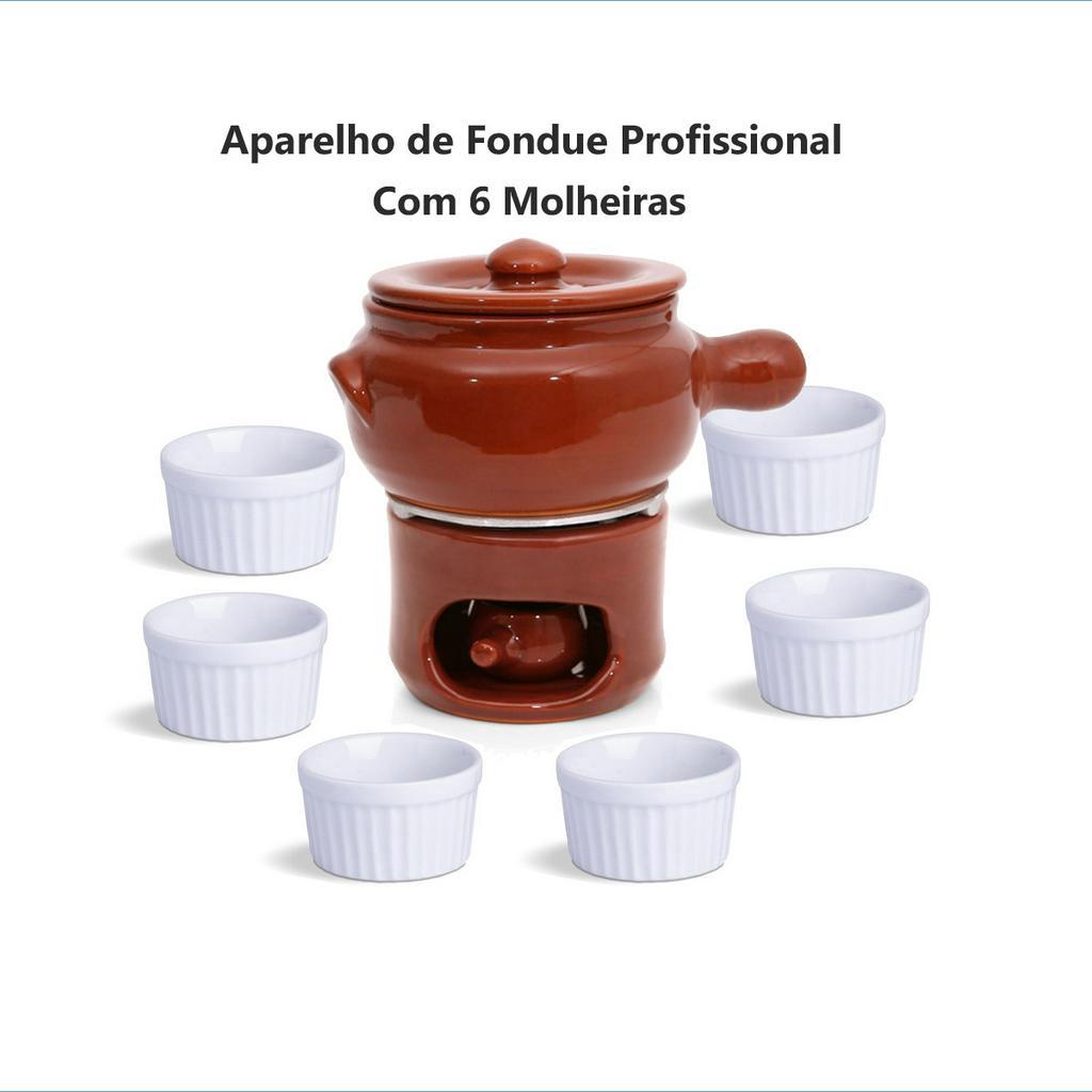 Conjunto Aparelho Fondue De Barro Profissional N? 1 - 1200ml