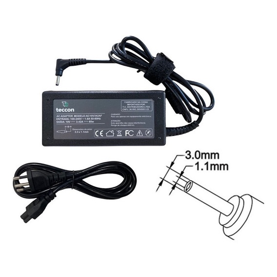 Fonte Para Acer Chromebook C720-2802 19v 3.42a 65w Pino Fino