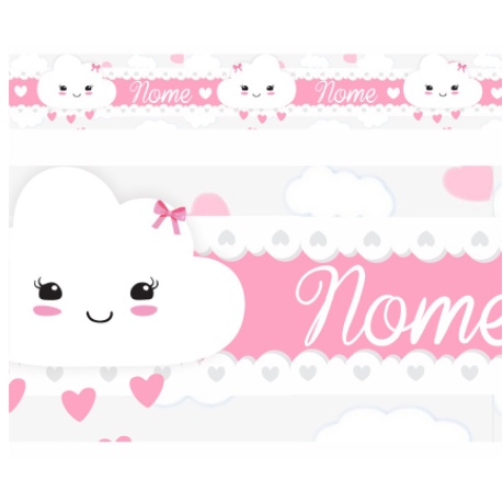 Faixa Decorativa Infantil Papel Parede para o quarto do seu bebê sala ou cozinha Chuva de amor personalizado com nome Star = 30
