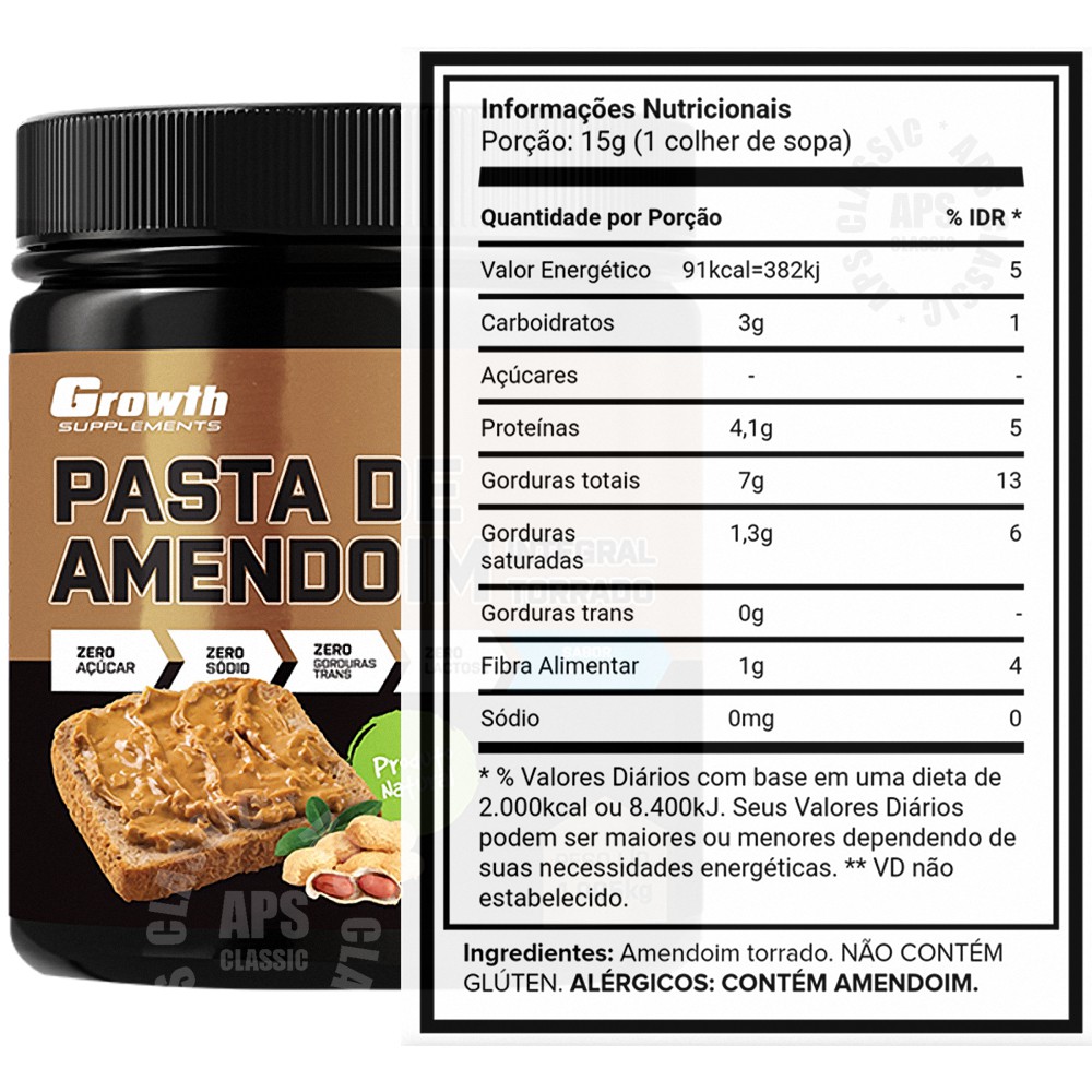 Pasta De Amendoim Integral 1kg Zero Acucar Natural Growth Supplements