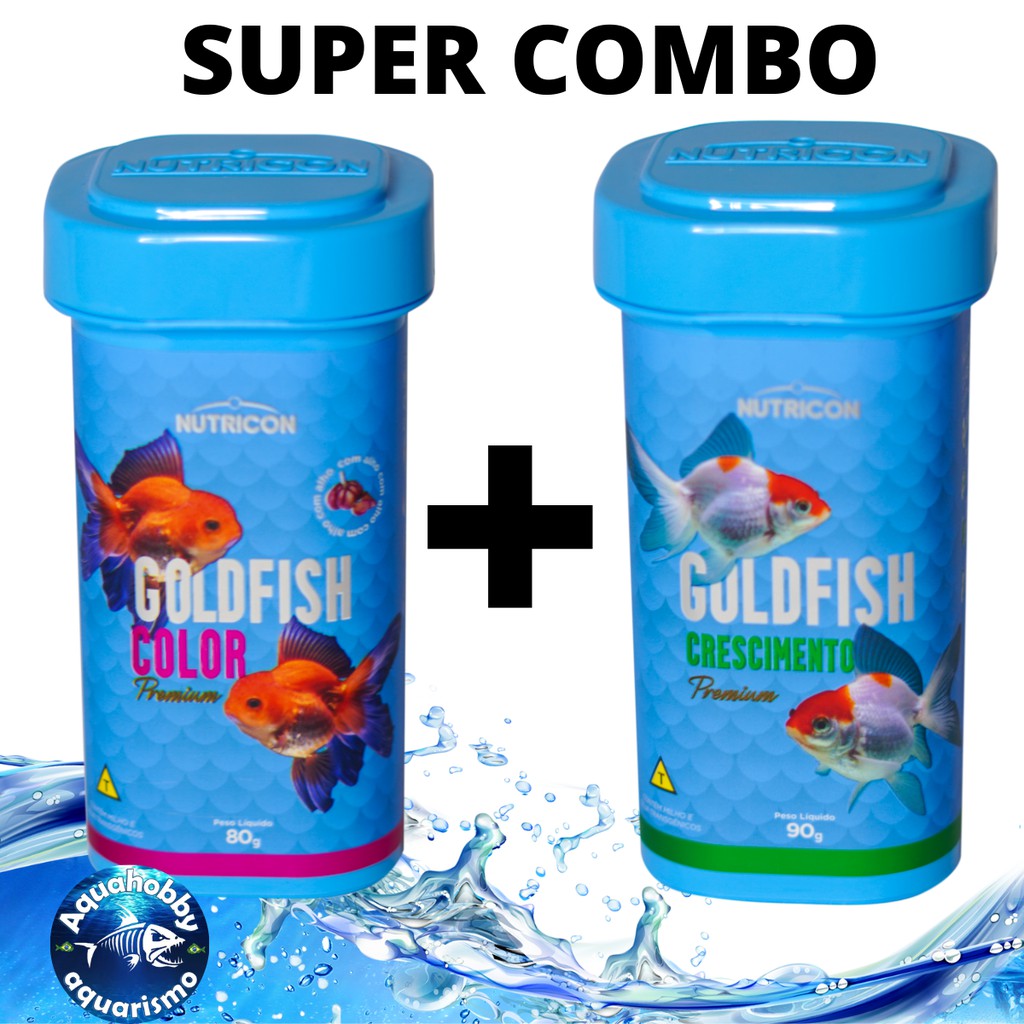kit Ração Peixe Goldfish Color Kinguios 80g + Goldfish Crescimento 90g Nutricon PREMIUM em Oferta na Shopee