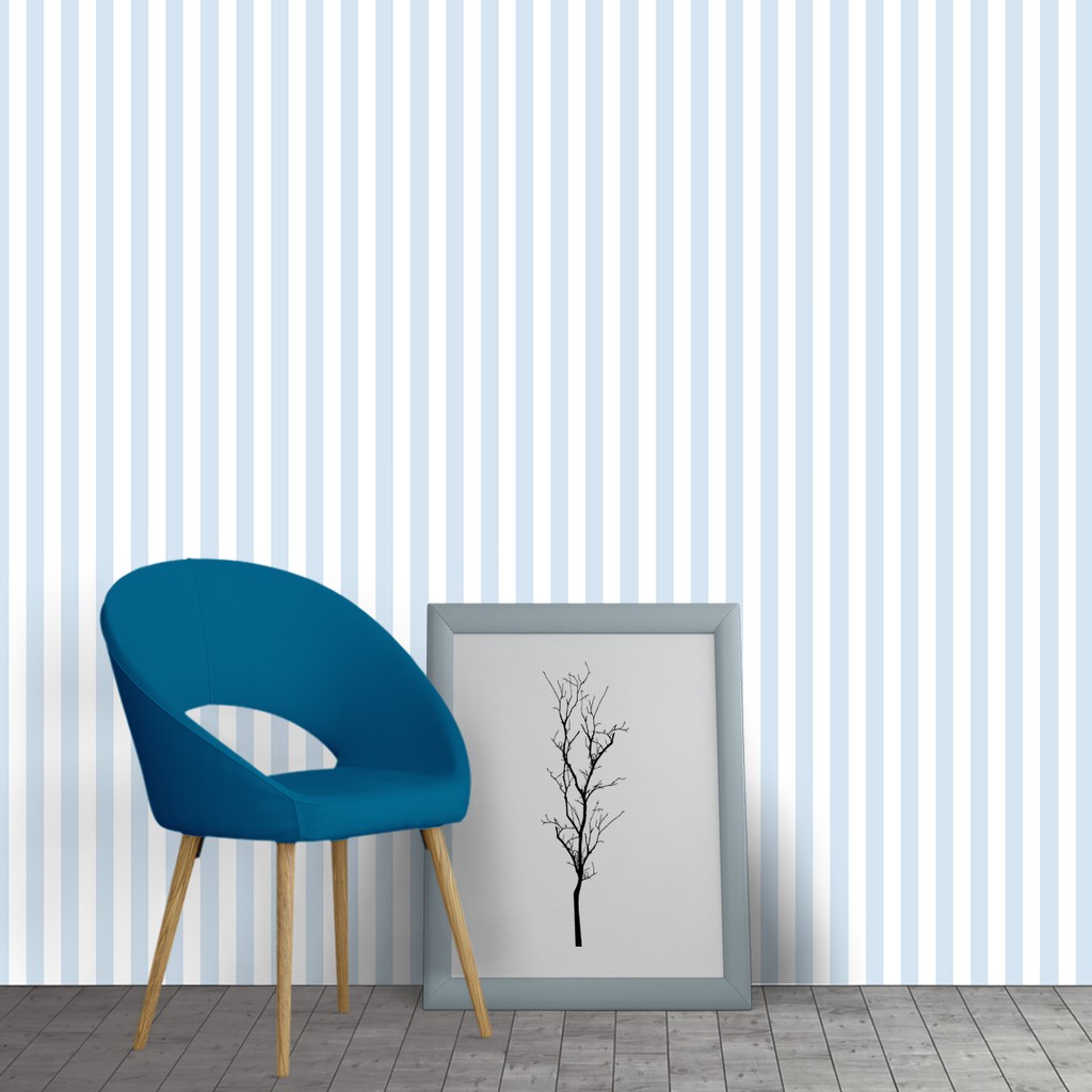 Detalhes do Papel de Parede Adesivo Azul Claro e Branco Listrado Para Quarto de Bebê Menino, Quarto Infantil Menino, Quarto Adulto, Jovem, Teen, Sala - SSLI-055